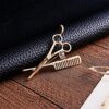 Hairdresser Scissors and Comb Brooch Pin