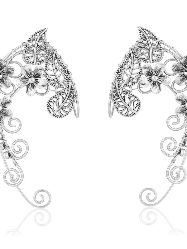 Handmade Elf Fairy Earrings Cuff Wrap Clip-on Filigree