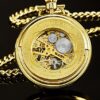 Timeless Elegance: Vintage-Inspired Pocket Watch with Mechanical Movement and Skeletonized Dial