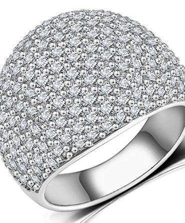 White Diamond Accent Dome Ring - Cluster Cubic Zirconia