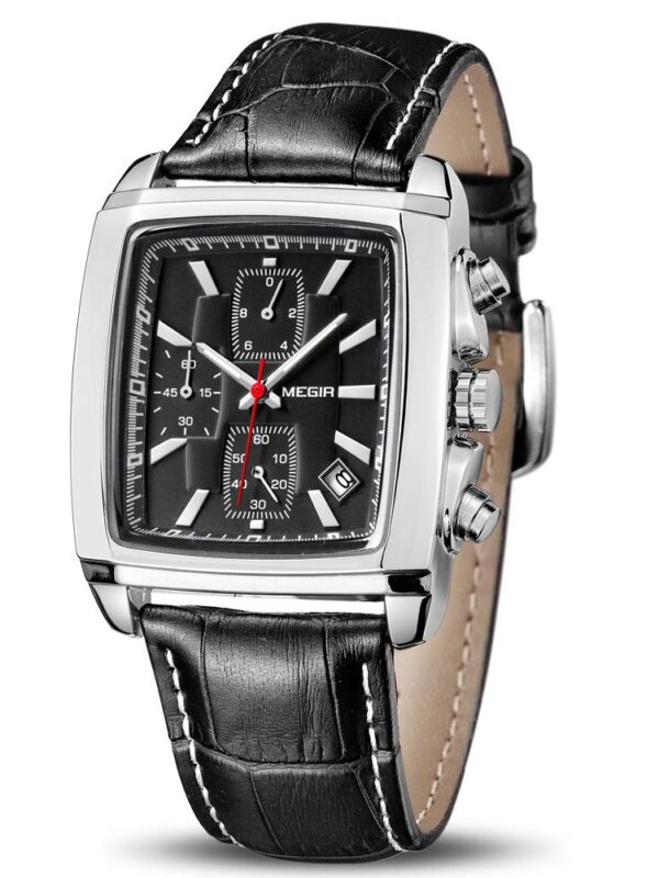 MEGIR Men Watches with Leather Strap, Luminous Rectangular