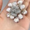 Pearls Gold-Tone Crystal Pistil Brooch Pin Pendant