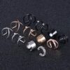 Non Piercing Ear Hoop Earrings Stainless Steel Clip On Sparkling