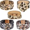 Hicarer 5 Pieces Leopard Tube Bracelet Multilayer