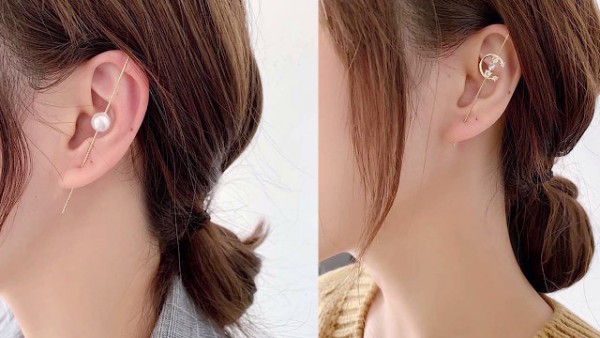 Ear Wrap Earrings - Elegant Crystal Craved Gold-tone