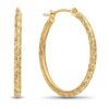 Hoop Earrings 14k Gold Hand Engraved Diamond-cut