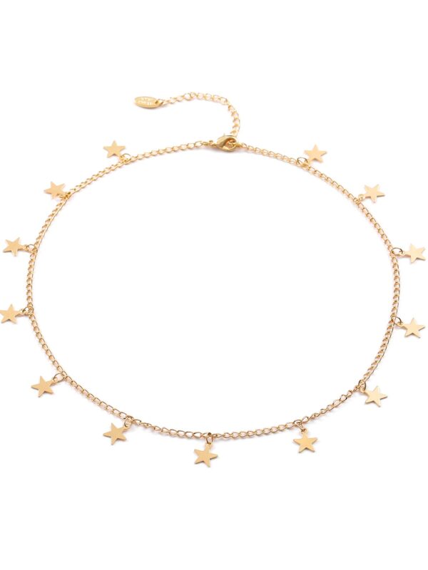 Fremttly Star Choker Necklaces Handmade Simple 14K Gold
