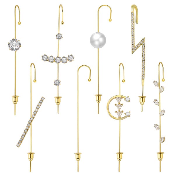 Hypoallergenic Piercing Gold Ear Cuffs Crawler Hook Earrings