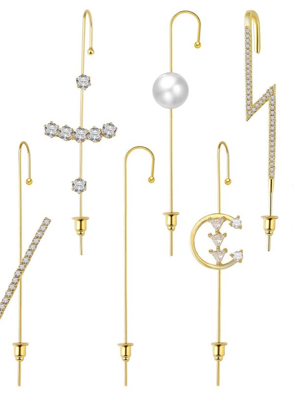 Hypoallergenic Piercing Gold Ear Cuffs Crawler Hook Earrings