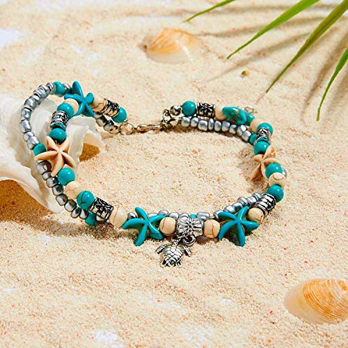 Silver Starfish Tortoise Charm Bohemian Foot anklets