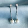 Shell Pearl Drop Earrings for Women in 14k Rose Gold
