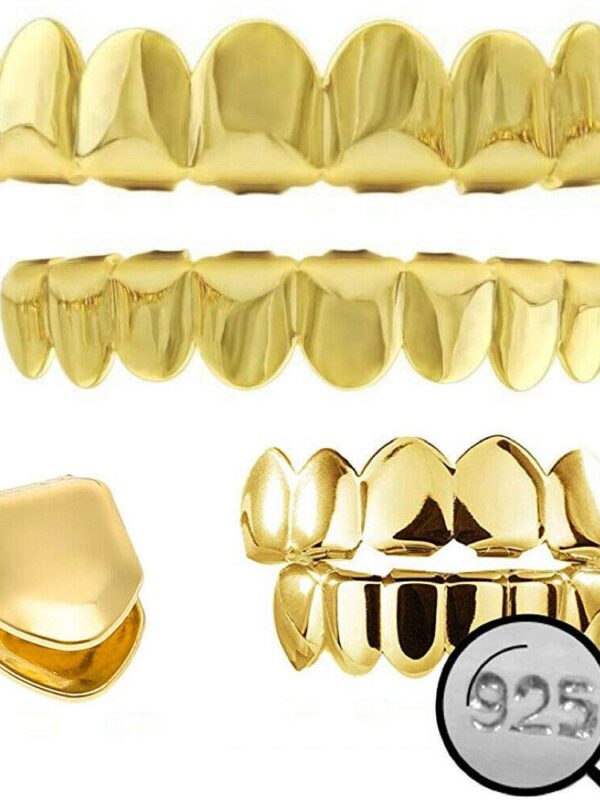 14K Yellow Gold Top & Bottom Grills for Teeth