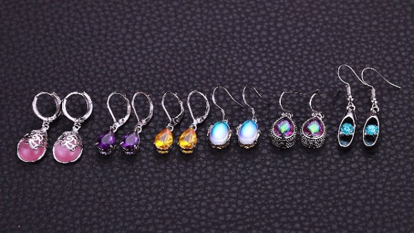 12 Pair Crystal Drop Dangle Earrings for Women