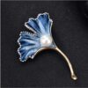 Leaf & Pearl Brooch Pins Rhinestone Crystal Brooch