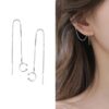 Cuff Chain Earrings Silver Tassel Wrap