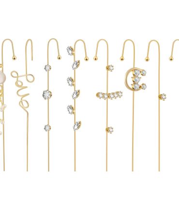 Ear Wrap Crawler Hook Earrings, 14K Gold