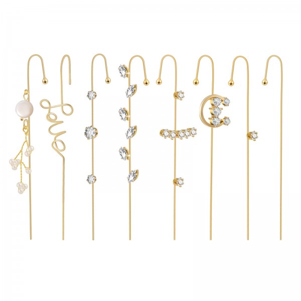 Ear Wrap Crawler Hook Earrings, 14K Gold