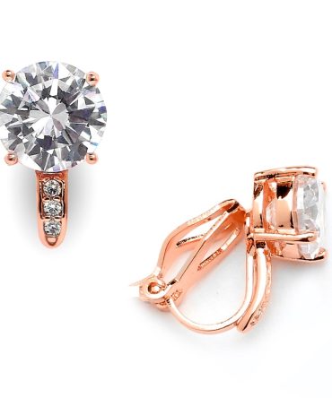 Mariell 2.0 Ct. Genuine 14K Rose Gold Plated Earrings Solitaires