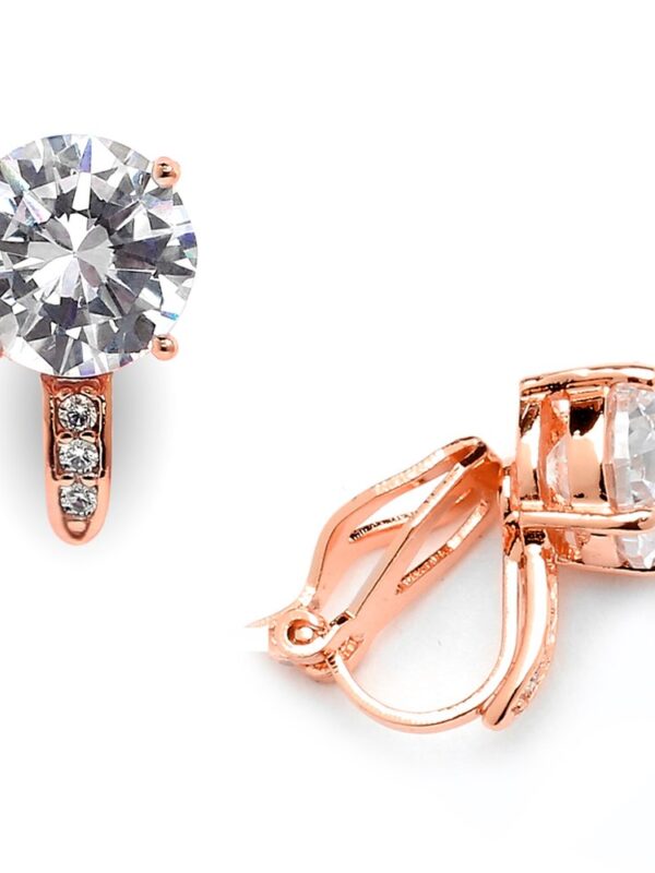 Mariell 2.0 Ct. Genuine 14K Rose Gold Plated Earrings Solitaires