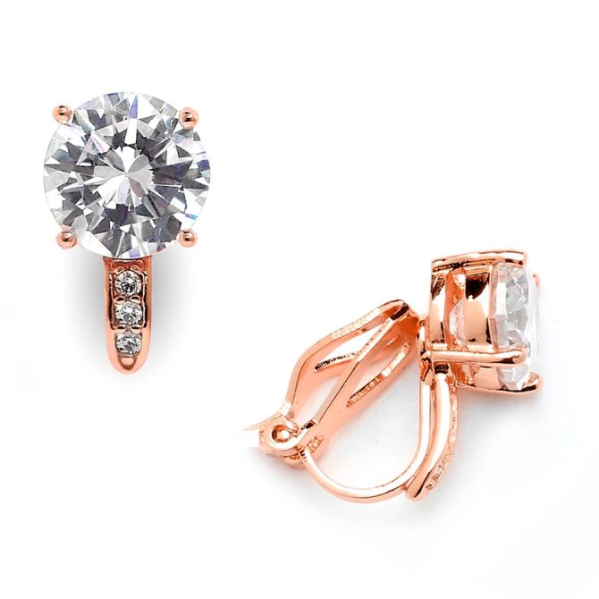 Mariell 2.0 Ct. Genuine 14K Rose Gold Plated Earrings Solitaires