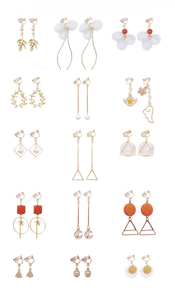 Gold Clip On Dangle Earrings for Teens Girls