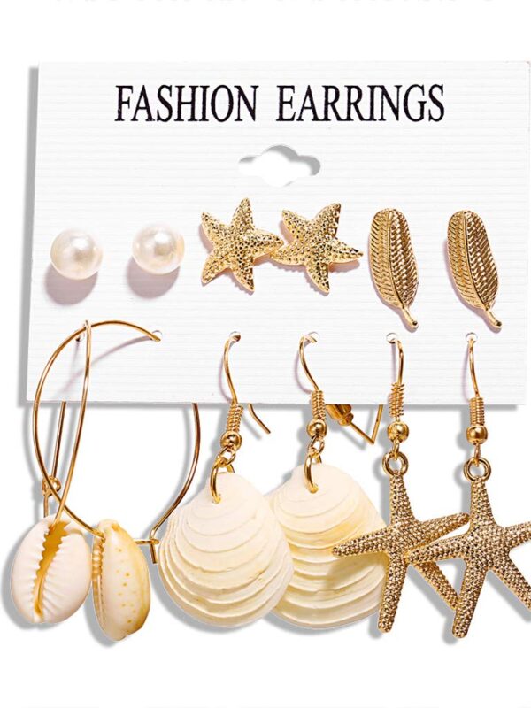 Starfish Shell Conch Stud Earrings