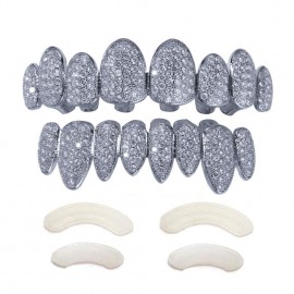 18K Gold Plated Iced Out AAA Zircon Micro Pave Teeth Grills