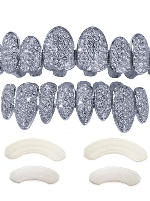 18K Gold Plated Iced Out AAA Zircon Micro Pave Teeth Grills