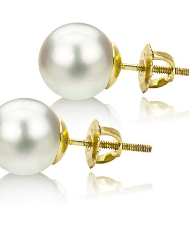 14k Yellow Gold Pearl White Round South Sea Cultured