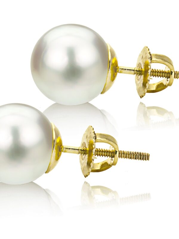 14k Yellow Gold Pearl White Round South Sea Cultured