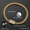 Diamonds 18K Gold Dog Chain Collar with Design Secure Buckle Bling