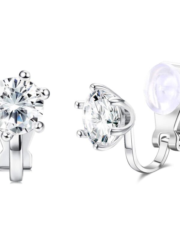 Non Pierced Earrings Sterling Silver 8mm Ear Clip Swarovski Crystals
