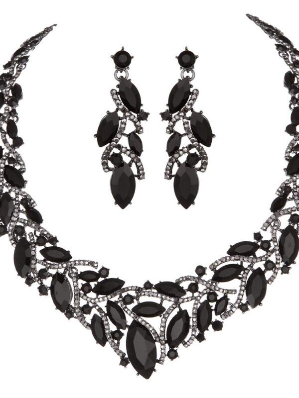 Crystal Necklace and Earrings Jewelry Set for Wedding Dress