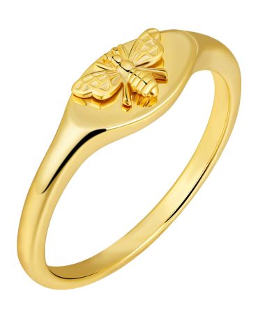micuco 14K Gold Signet Rings for Women Sunflower