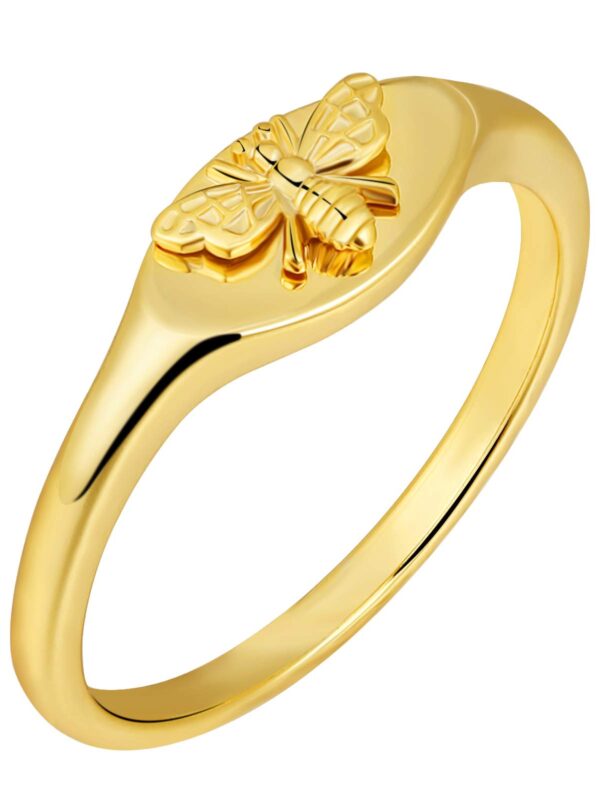 micuco 14K Gold Signet Rings for Women Sunflower
