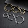 6 Pairs Stainless Steel gold silver Plated Hoop Earrings