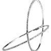 80mm Rhinestone Plated Silver Hoop Earrings