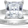 Elegance Redefined: Platinum-Plated Princess-Cut Solitaire Ring with Swarovski Zirconia (2 cttw)