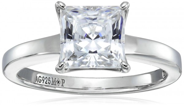 Elegance Redefined: Platinum-Plated Princess-Cut Solitaire Ring with Swarovski Zirconia (2 cttw)