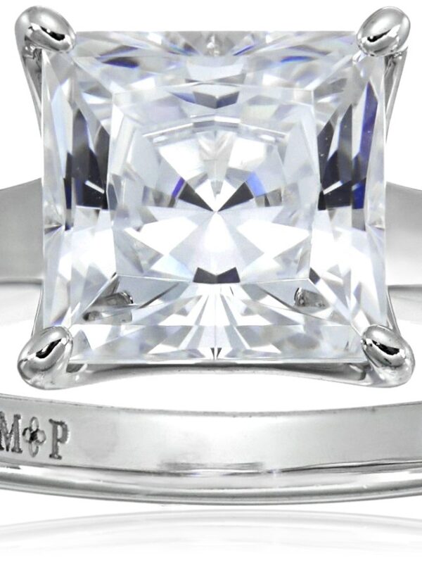 Elegance Redefined: Platinum-Plated Princess-Cut Solitaire Ring with Swarovski Zirconia (2 cttw)
