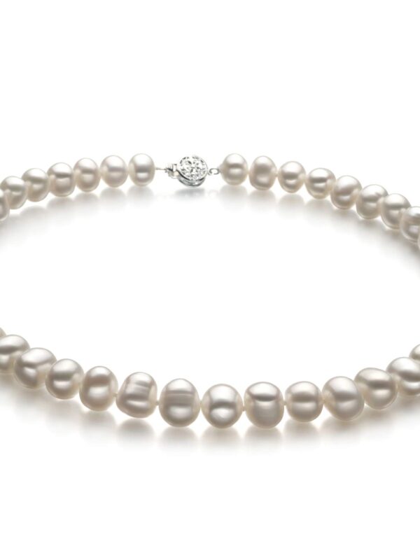 Kaitlyn White 8-9mm A Quality Freshwater Sterling Silver