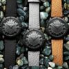 Stuhrling Original Black PVD Mens Minimalist Vintage Watch with Leather Strap