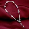 Gem Swarovski Sterling Silver Adjustable Anklet