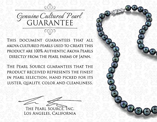 THE PEARL SOURCE 14K Gold 6-6.5mm Round Black Japanese Pearl Bracelet