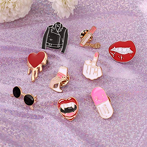 JLJ Enamel Pin Set: Add Whimsy to Your Style with Cute Vampire, Skull, and Witch Brooches for Parties and Costume Decor
