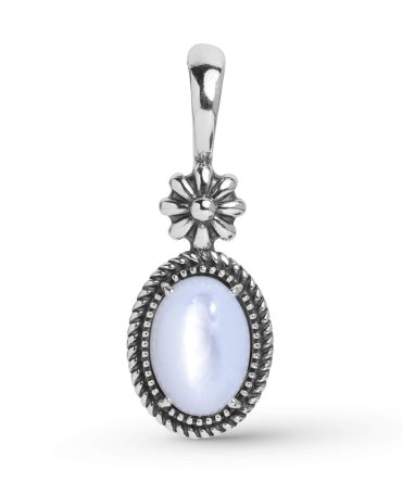 Sterling Silver White Mother of Pearl Native Flower Pendant Enhancer