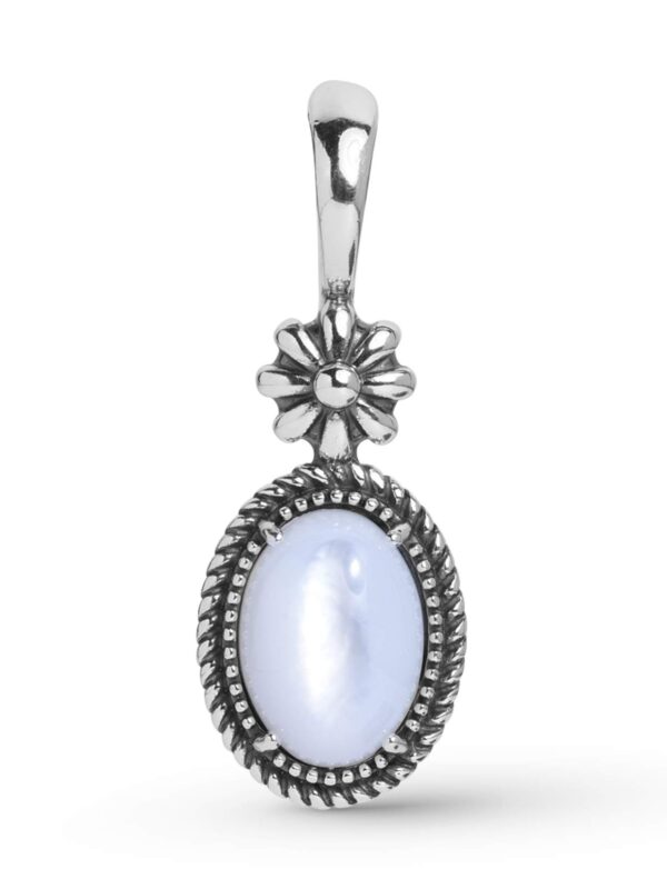 Sterling Silver White Mother of Pearl Native Flower Pendant Enhancer
