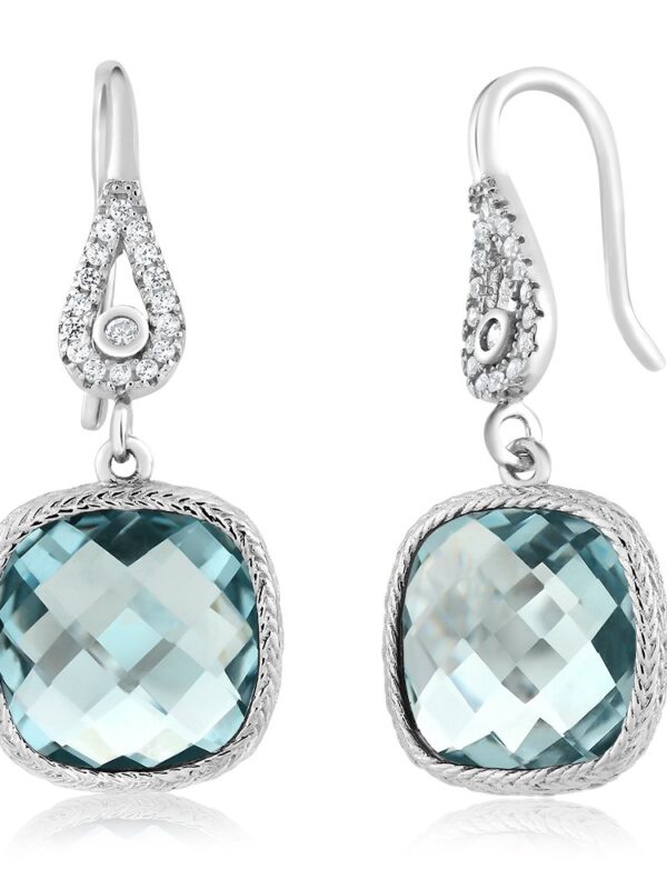Gem Stone King Sterling Silver Simulated Aquamarine Dangle Earrings