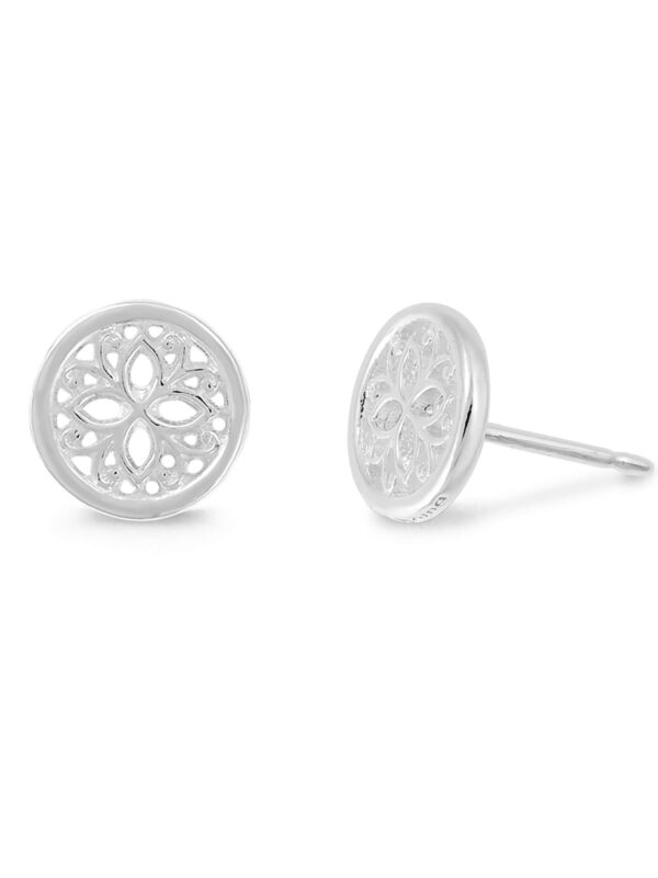 Sterling Silver Lotus Flower Stud Earrings