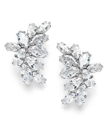 Mariell Bridal Wedding CZ Clip Earrings with Marquis